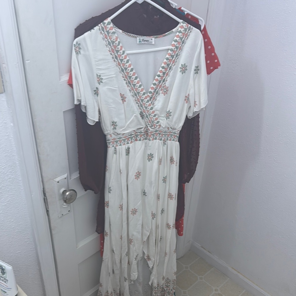 White Asymmetrical Flutter Sleeve Sundress